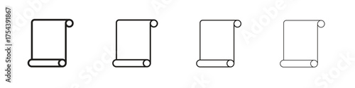 Paper Scroll icon set in line style. symbol in outline style