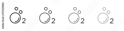 Oxygen O2 icon set in line style. symbol in outline style