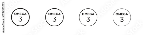 Omega icon set in line style. symbol in outline style