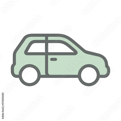 Green Car Illustration: A sleek, green car illustration, perfect for any project related to transport and automotive design, showcasing a modern, clean, and minimalist aesthetic.