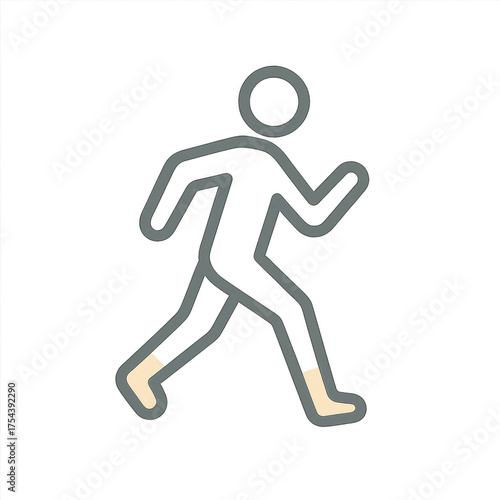 Running Figure Icon: Simple and minimalist icon of a person running, representing action, activity, and motion. 
