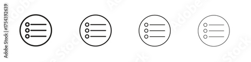 Menu list button icon set in line style. symbol in outline style