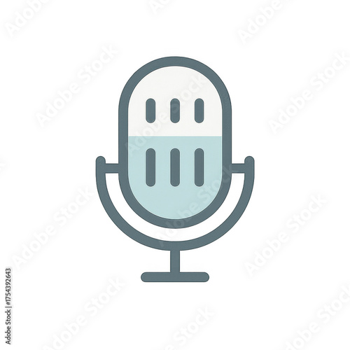 Digital Microphone Icon: A minimalist icon depicts a classic microphone design, representing audio recording and communication.