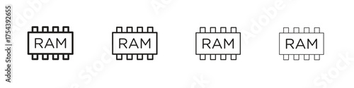 Memory icon set in line style. symbol in outline style