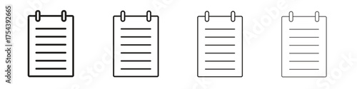 Memo Pad icon set in line style. symbol in outline style