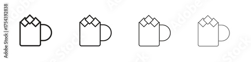 Marshmallows Mug icon set in line style. symbol in outline style