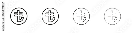 Lira sign icon set in line style. symbol in outline style
