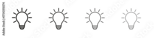 Lightbulb icon set in line style. symbol in outline style