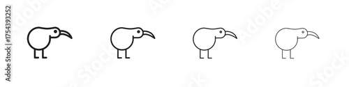 Kiwi bird icon set in line style. symbol in outline style
