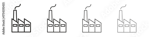 Industry icon set in line style. symbol in outline style