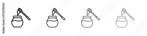 Honey pot icon set in line style. symbol in outline style