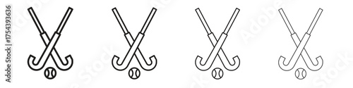 Hockey sticks icon set in line style. symbol in outline style