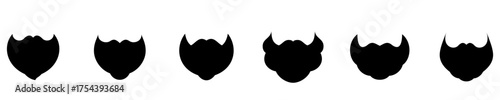  Black beard and mustache silhouettes. Beard icons isolated on white background. Vector illustration.