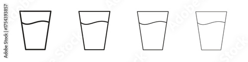 Half Glass icon set in line style. symbol in outline style