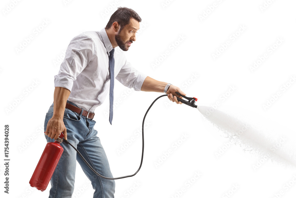 © Ljupco Smokovski - Businessman using a fire extinguisher