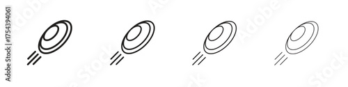 Flying disc icon set in line style. symbol in outline style