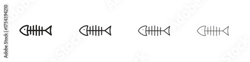 Fish bones icon set in line style. symbol in outline style