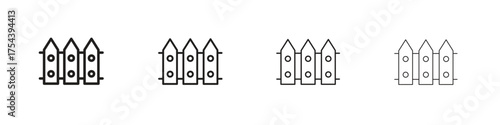 Fence icon set in line style. symbol in outline style