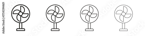 Fan icon set in line style. symbol in outline style