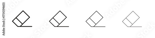 Eraser icon set in line style. symbol in outline style