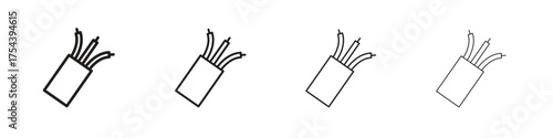 Electric cable icon set in line style. symbol in outline style