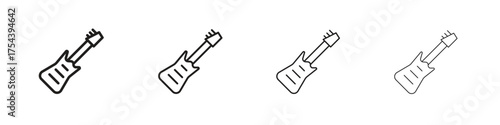 Electric Guitar icon set in line style. symbol in outline style