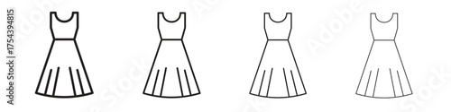 Dress icon set in line style. symbol in outline style
