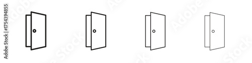 Door closed icon set in line style. symbol in outline style