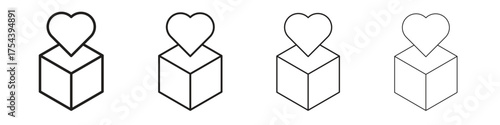 Donation box icon set in line style. symbol in outline style