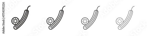 Cucumber icon set in line style. symbol in outline style