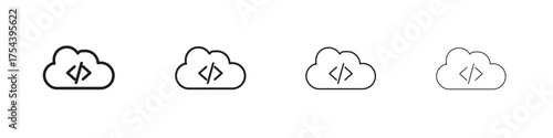 Cloud code icon set in line style. symbol in outline style