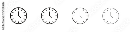 Clock face icon set in line style. symbol in outline style
