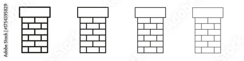 Chimney icon set in line style. symbol in outline style