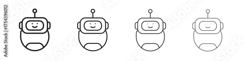 Chatbot speech bubble icon set in line style. symbol in outline style