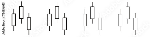 Chart candlestick icon set in line style. symbol in outline style