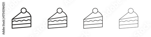 Cake-slice icon set in line style. symbol in outline style