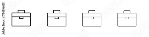 Briefcase icon set in line style. symbol in outline style