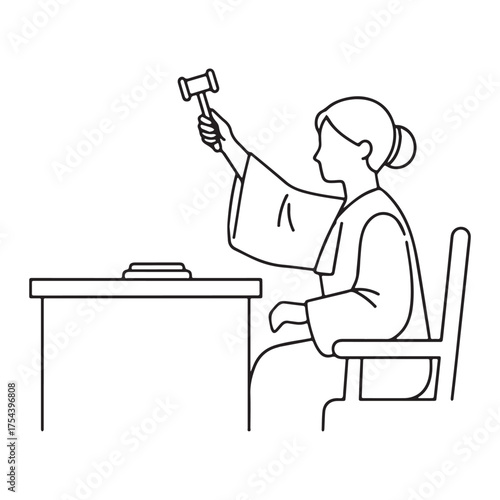 Esteemed Judge Line Art – Judge Vector Artwork Depicting Calm Legal Authority – Judge Drawing – Vector of Judge – Judge Sketch