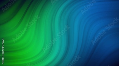 Abstract green and blue wavy lines animated background illustrating fluid movement and digital design