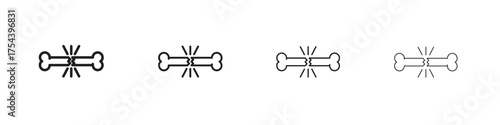 Bone break icon set in line style. symbol in outline style