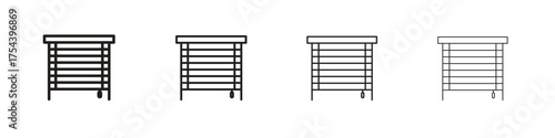 Blinds open icon set in line style. symbol in outline style