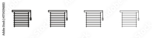 Blinds icon set in line style. symbol in outline style