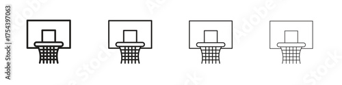 Basketball hoop icon set in line style. symbol in outline style
