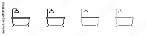 Bath icon set in line style. symbol in outline style