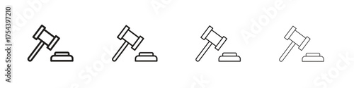 Auction icon set in line style. symbol in outline style