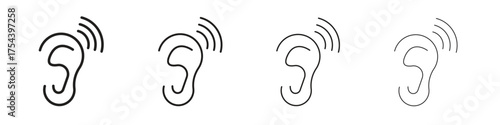 Assistive listening systems icon set in line style. symbol in outline style