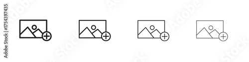 Add image icon set in line style. symbol in outline style