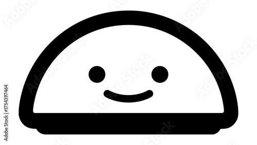 Smiling hemisphere icon on black background