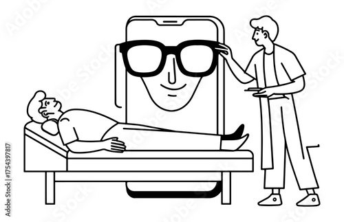 Conceptual illustration of healthcare technology and patient experience