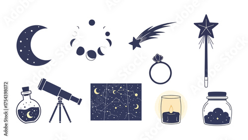 Celestial Collection: A curated assortment of mystical elements, each meticulously crafted to evoke a sense of wonder and the mysteries of the cosmos. 